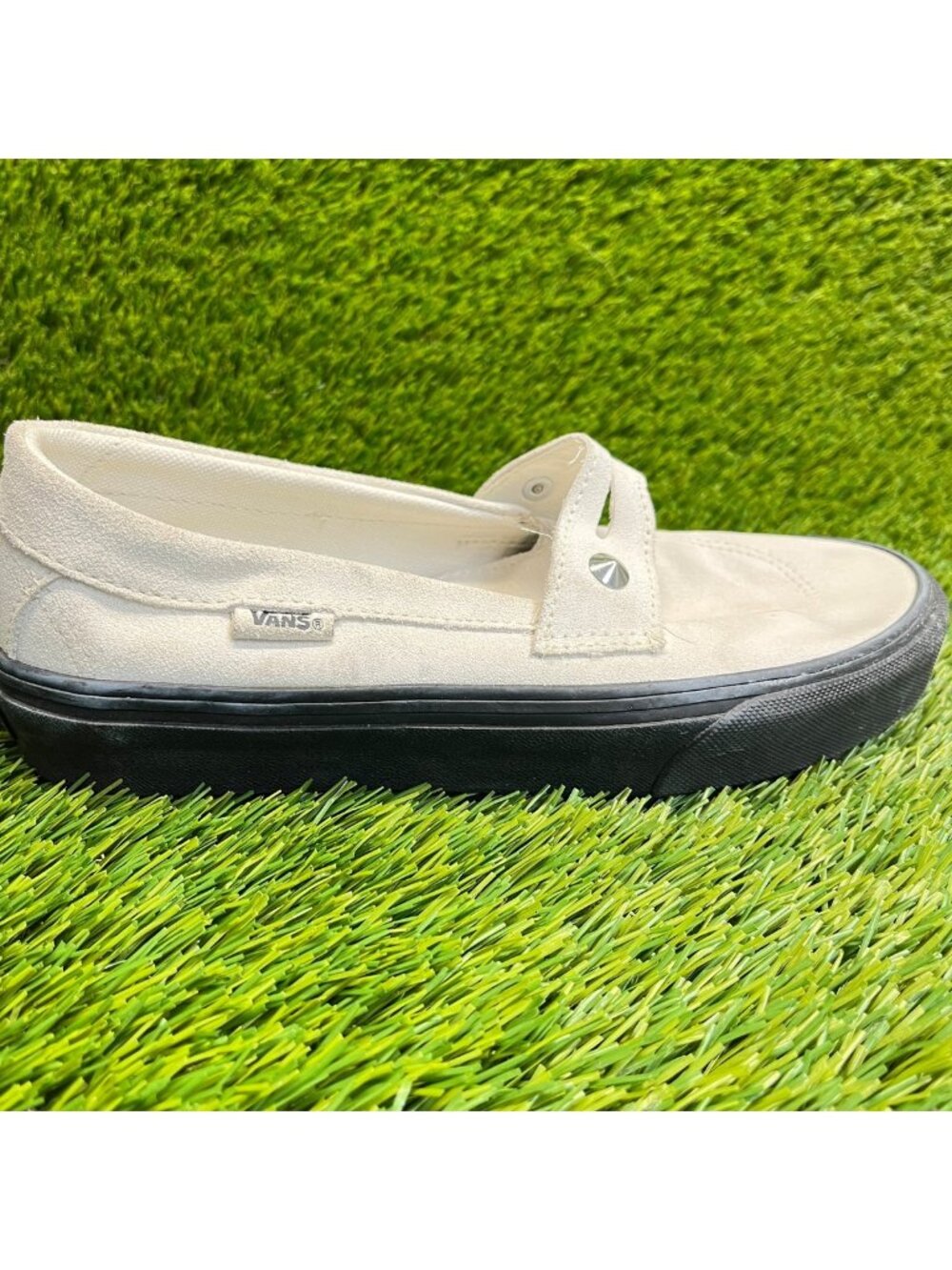 Vans Style 53 Spikes Womens Size 7 Off-White Black Casual Slip On Loafer Shoes